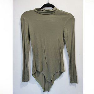 Khaki Green Long Sleeve Turtleneck Bodysuit